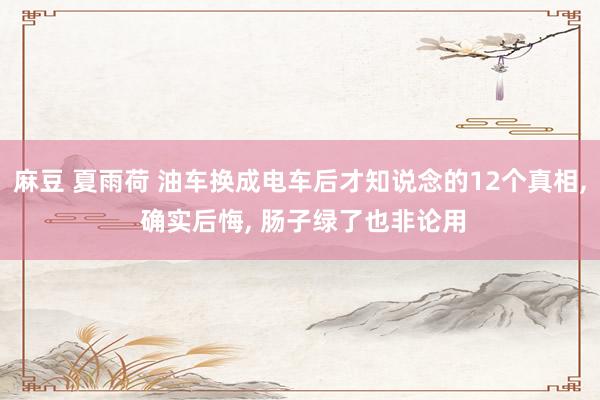 麻豆 夏雨荷 油车换成电车后才知说念的12个真相， 确实后悔， 肠子绿了也非论用