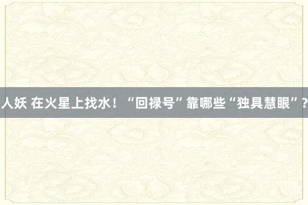 人妖 在火星上找水！“回禄号”靠哪些“独具慧眼”？